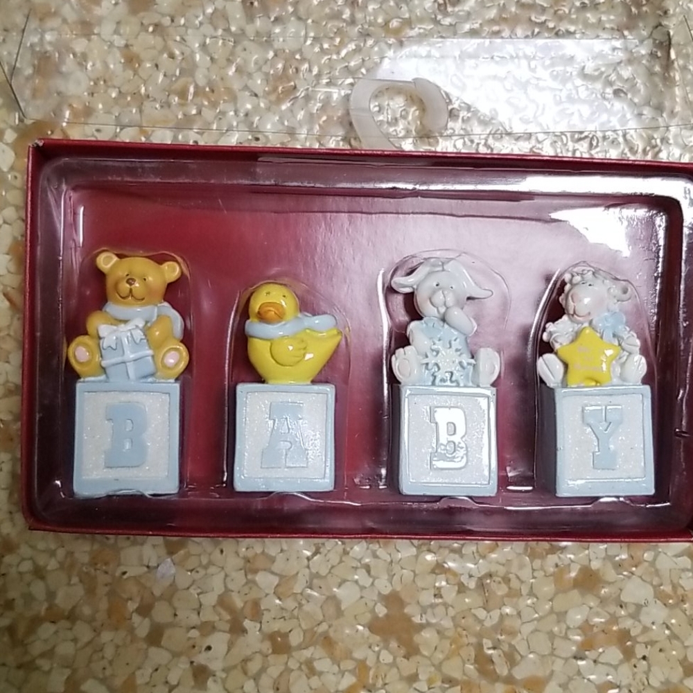Set of 4 blue decorative blocks for baby
